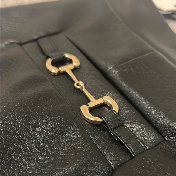 7 For All Mankind Faux Leather Skirt BNWT black gold tone horsebit detail - Picture 1 of 8
